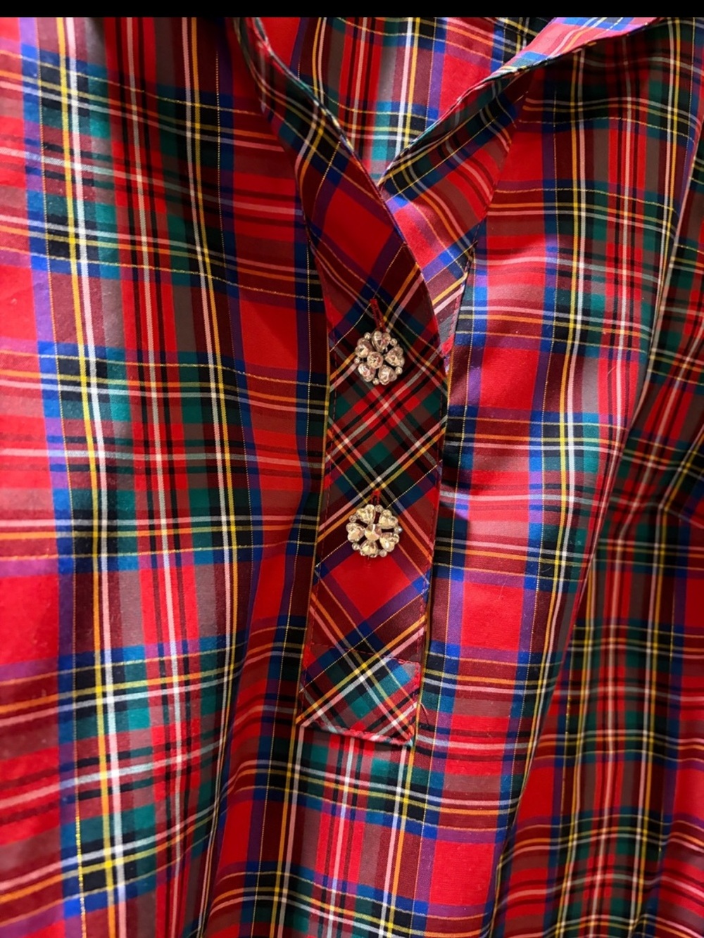 Talbots Red Multicolor Plaid Button-Front Shirt